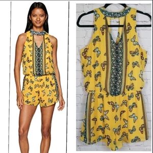 A.BYER V-neck Choker Mustard Romper
